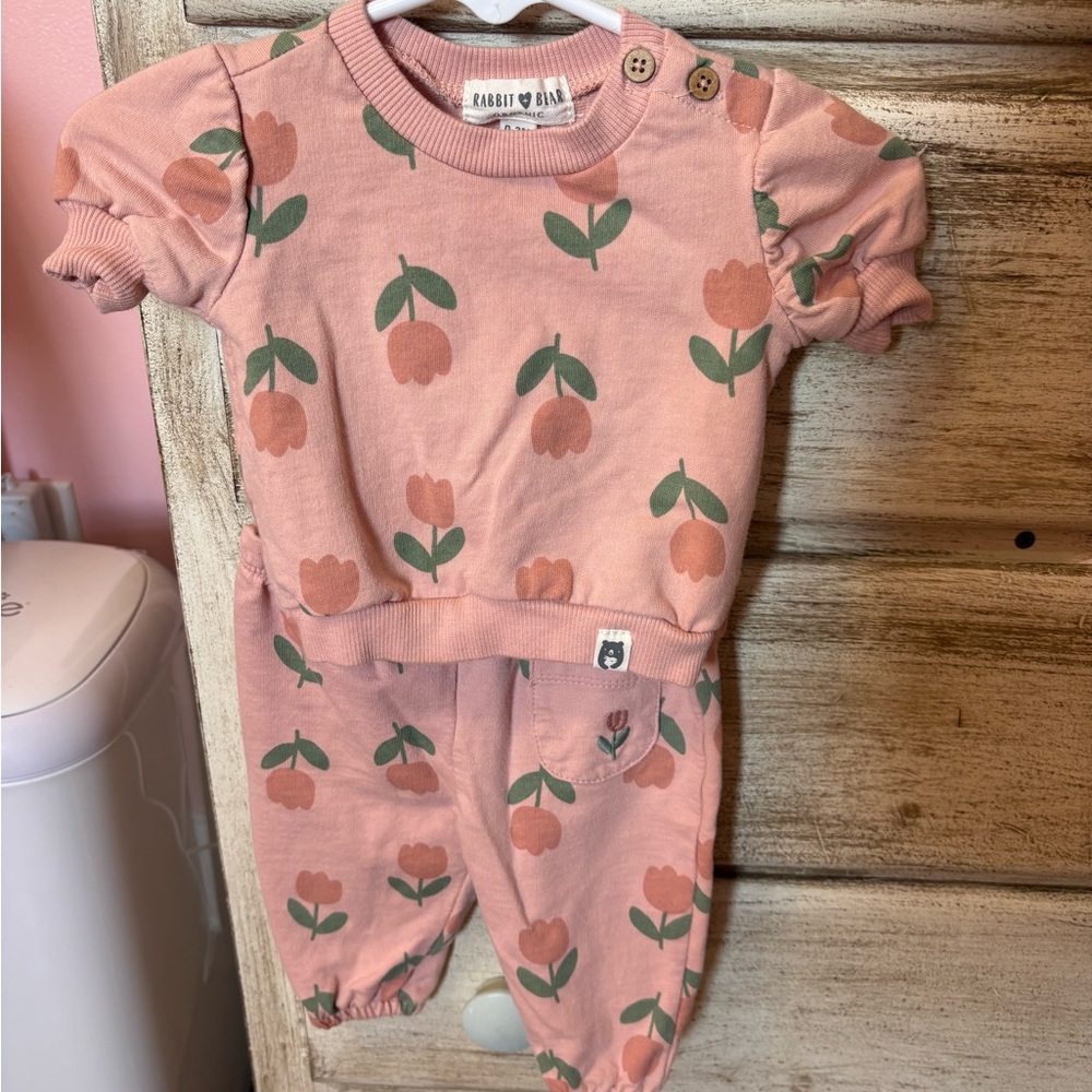 Rabbit & Bear Kids Pink Floral Matching Set